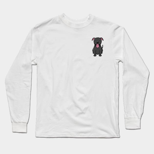 Cute Blue Pitbull Long Sleeve T-Shirt by Luna Illustration